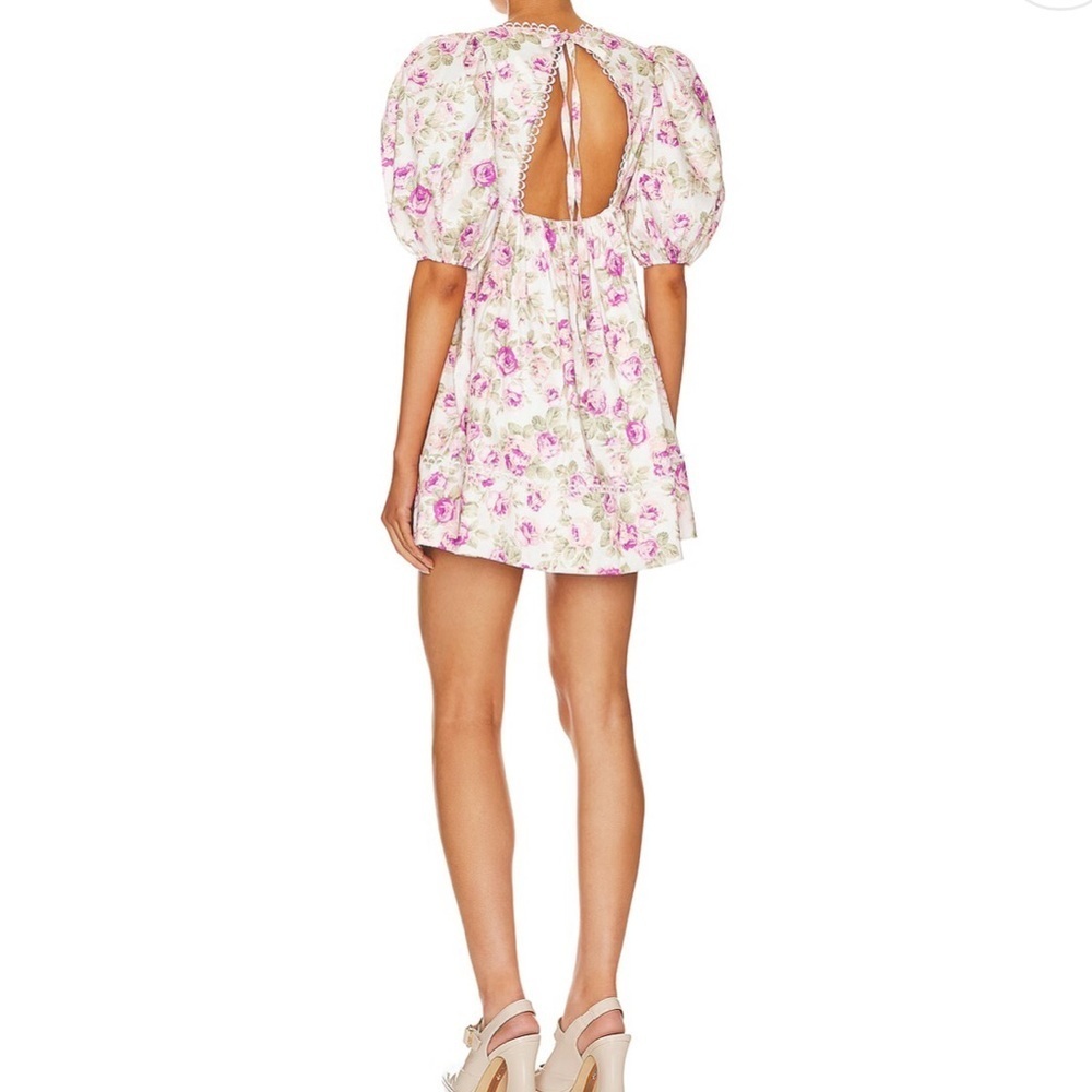 NWT, For Love & Lemons Women’s Milani Mini Floral Dress in White Multi, Size 1X - Picture 7 of 12